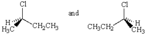 Which of the following statements about the pair of molecules shown below is not true?   A)  They have the same boiling point. B)  One rotates plane polarized light in the opposite direction from the other. C)  They have the same density. D)  One rotates plane polarized light a different number of degrees than the other. E)  They are mirror images of each other.