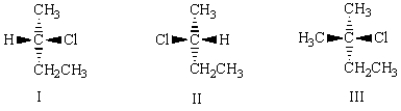 (R) -2-chlorobutane is correctly represented by which of the following:     A)  I B)  II C)  III D)  IV E)  V