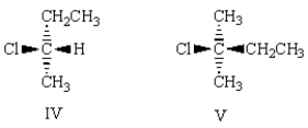 (R) -2-chlorobutane is correctly represented by which of the following:     A)  I B)  II C)  III D)  IV E)  V