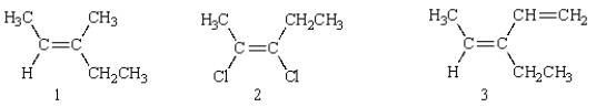 <strong>Which of the following structures is (E)-2,3-dichloro-2-pentene?    </strong> A) 1 B) 2 C) 3 D) 4 E) 5 <div style=padding-top: 35px> 