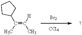 How many stereogenic carbons are produced from the following sequence of reactions?   A)  1 B)  2 C)  3 D)  4 E)  5