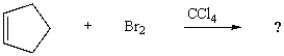 What is the name of the product formed from the following reaction?   A)  bromocyclopentane B)  1,1-dibromocyclopentane C)  cis-1,2-dibromocyclopentane D)  trans-1,2-dibromocyclopentane E)  1,1-dibromocyclopentene