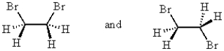 The compounds represented by the structures below are:   A)  structural isomers. B)  different compounds. C)  cis-trans isomers. D)  conformers. E)  constitutional isomers.