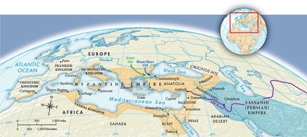 According to Map 8.2,  The Barbarian Migrations, ca. 340-500,  the migration of which barbarian group best reflects the belief of many historians that many barbarians migrated in search of a warmer climate?   A)  Huns B)  Franks C)  Ostrogoths D)  Vandals