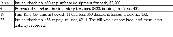   Use the following cash payments journal to record the preceding transactions. Cash Payments Journal Page 8  