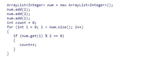 What is the value of the count variable after the execution of the given code snippet?    A) 1 B) 2 C) 0 D) 3