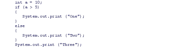 What is the output of the statements below?    A) One B) OneThree C) TwoThree D) OneTwoThree