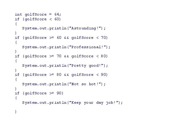 What is the output of the following code snippet?    A) Astounding! B) Professional! C) Pretty good! D) Keep your day job!