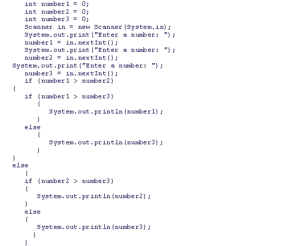 Assuming that a user enters 50, 70, and 60 as input values one after another, separated by spaces, what is the output of the following code snippet?    A) 0 B) 50 C) 60 D) 70