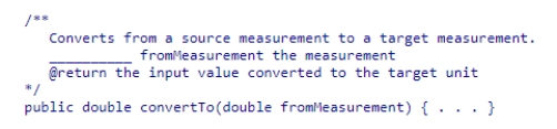 .Consider the following method comment and method header:   Fill in the blank.  A) @param B) param C) @parameter D) parameter