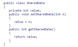 Examine the SharedData class shown below.Suppose two threads are created so that each has access to the same SharedData object.Thread one calls setSharedData eight times with values 1...8 respectively, sleeping for 30 milliseconds between calls.Thread two calls getSharedData eight times, also sleeping for 30 milliseconds between calls.Suppose thread two receives values 1, 2, 3, 4, 5, 6, 7, 8 respectively on its calls.Should we expect the same values for each program run?    A) Yes, because the sleep times are equal in between calls. B) Yes, because that's the same order used by thread one to set the values. C) No, because thread one may not set the data as 1,2,3,4,5,6,7,8 respectively. D) No, because a race condition may result in a