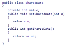 Examine the SharedData class shown below.Suppose two threads are created so that each has access to the same SharedData object.Thread one calls setSharedData ten times with values 1...10 respectively, sleeping for a random number of milliseconds between calls.Thread two calls getSharedData eight times, also sleeping for a random number of milliseconds between calls.Which of the following could be the last two values received by thread two?    A) 8, 10 B) 10, 9 C) 10, 8 D) 8, 7