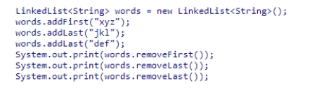 Consider the following code snippet:   What does this code print?  A) xyzjkldef B) defxyzjkl C) xyzdefjkl D) defjklxyz