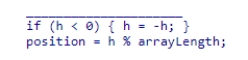 Complete the following code snippet, which is intended to compress a hash code for an element x to become a valid array index:    A) double h = x.hashCode() ; B) double h = x.getHashCode() ; C) int h = x.hashCode() ; D) int h = x.getHashCode() ;