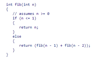 Consider the following code snippet for calculating Fibonacci numbers recursively:   Identify the terminating condition in this recursive method.  A) n < 1 B) n <= 1 C) fib(n - 1)  D) fib(n - 1)  + fib(n - 1) 