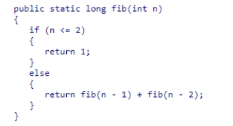 Consider the recursive version of the fib method from the textbook shown below:   How many more recursive calls to fib will be made from the original call of fib(7)  than from the original call of fib(6)  (not counting the original calls) ?  A) 2 B) 10 C) 5 D) 1