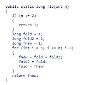 Consider the iterative version of the fib method from the textbook shown below:   How many iterations of the for loop will there be for the call fib(6) ?  A) 3 B) 5 C) 6 D) 4