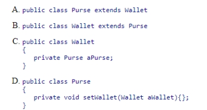 Which of the following code snippets denotes that the Purse class depends on the Wallet class?