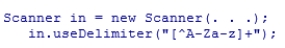 Consider the following code snippet:   What characters will be ignored and not read in when using this code?  A) Only numeric characters will be ignored. B) Only non-alphabetic characters will be ignored. C) Only alphabetic characters will be ignored. D) Only non-numeric characters will be ignored.
