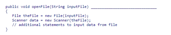 Select an appropriate expression to complete the header for the method below.    A) throws new FileNotFoundException B) throw FileNotFoundException C) throw new FileNotFoundException D) throws FileNotFoundException