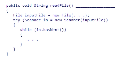 Insert the missing code in the following code fragment.This code is intended to open a file and handle the situation where the file cannot be found.    A) throws FileNotFound B) throws IllegalArgumentException C) throws IOException exception D) throws IOException