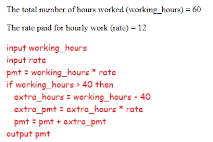 Evaluate the given pseudocode to calculate the payment (pmt)  with the following test values:   What is the final output?  A) 960 B) 840 C) 240 D) 720