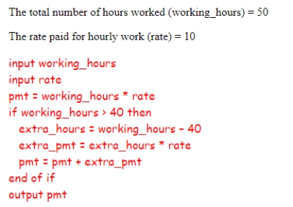 Evaluate the given pseudocode to calculate the payment (pmt)  with the following test values:   What is the final output?  A) 540 B) 580 C) 500 D) 600