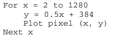 Describe the output for each of the following. Assume that all commands are valid. For Problems 47 and 48, assume that the code is applied to a computer monitor with a resolution of 1280 by 1024.