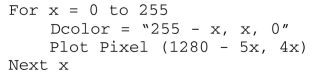 For Problems 49 and 50, assume the command Dcolor sets a decimal color triple and that the code is applied to a computer monitor with a resolution of 1280 by 1024.