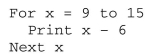 Assume that the box below represents a computer screen. Use it to complete Questions 16-18. What output would result from the following loop?