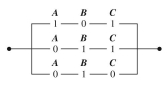 Write the Boolean expression for the following switching circuit, then sketch the equivalent truth table.  