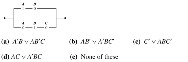 Write the Boolean expression associated with each of the following switching circuits.