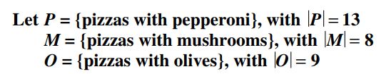 How many pizzas have either pepperoni, mushrooms, or olives? (a) 16 (b) 3 (c) 17 (d) 19 (e) None of these