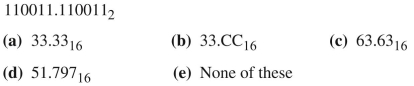 Find the hexadecimal equivalent for each of the following binary numbers.