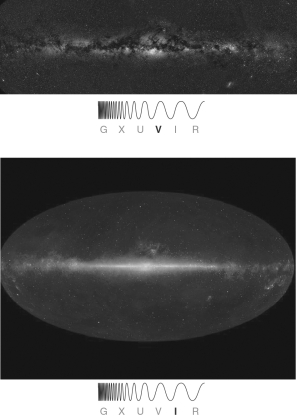 The images in the figure below are both of the Milky Way.Why can more detail be seen in the infrared image than in the visible light image?  