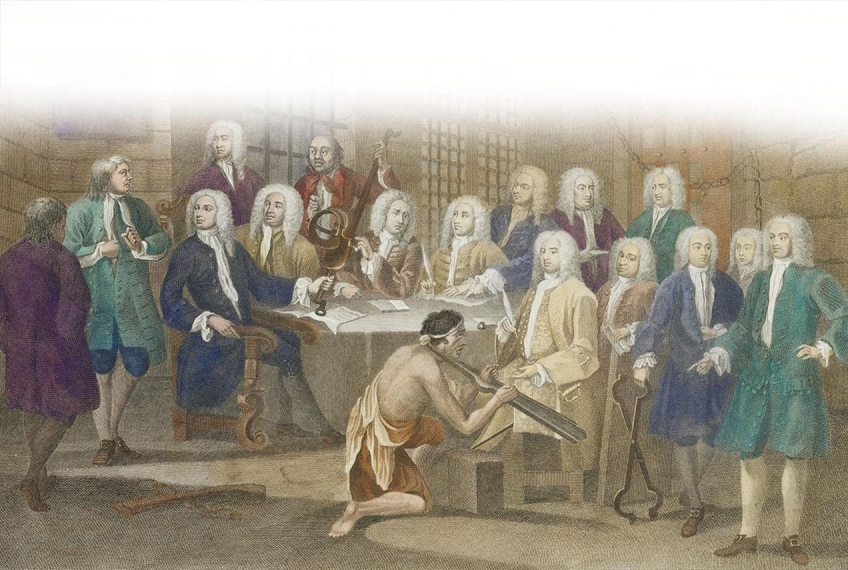   -As illustrated in William Hogarth's painting The Gaols Committee of the House of Commons,   Georgia proprietor James Oglethorpe primarily viewed that colony as . A)  a buffer against the Spanish in Florida B)  a way to prove that prisoners could be rehabilitated C)  a laboratory for political experimentation D)  an opportunity to enrich himself