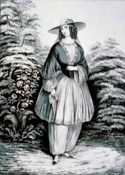   -The Bloomer costume was initially designed so that women could . A)  enhance the female figure B)  have a proper uniform for factory work C)  secure freedom from oppressive fashions such as the corset D)  become involved in their movement for greater equality