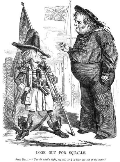 <strong> This cartoon from the British magazine Punch indicates that after a Union warship removed two Confederate leaders off the British ship Trent, Lincoln decided to .</strong> A) release the prisoners in order to avoid war with Britain B) execute the prisoners and face a possible war with Britain C) keep the Confederates imprisoned for the duration of the war D) stop exports to Britain because they sympathized with the Confederacy