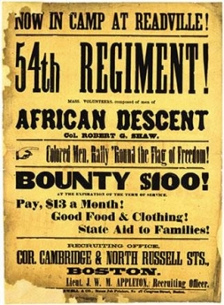   -What eventually made this Massachusetts 54th Regiment poster that was designed to recruit black soldiers inaccurate? A)  Black soldiers were never allowed to fight in the Union Army. B)  Black soldiers were eventually promoted to positions of leadership in their regiments. C)  Lincoln's decision to cut wages for black soldiers to $7.00 a month. D)  Black and white regiments were eventually integrated during the Civil War.