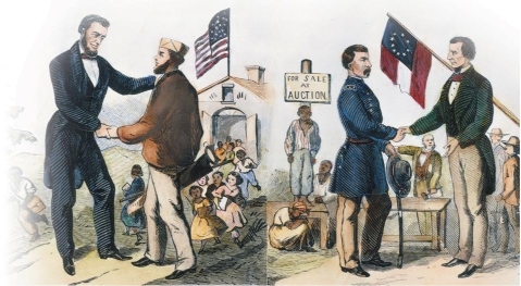   -According to this broadside from Lincoln's 1864 presidential campaign, the victory of his Democratic opponent, George B. McClellan, would result in . A)  the continuation of slavery B)  reunification with the South C)  victory for the Confederates D)  freedom for slaves