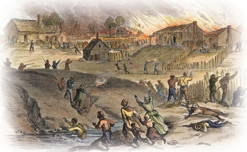 <strong> What was the main purpose of this drawing from Harper's Weekly that depicted the Memphis race riots of May 1-2, 1866, which resulted in the deaths of 46 blacks and two whites?</strong> A) to promote the racial inferiority of blacks B) to gain Northern opposition to Johnson's lenient Reconstruction policies C) to show that Tennessee was not yet ready for readmission to the Union D) to counteract Southern implementation of the Black Codes