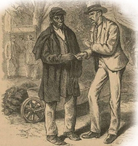 <strong> The native-born white Southern Republican depicted in this image as an opportunist seeking political power by manipulating the black vote is known as a .</strong> A) scalawag B) carpetbagger C) Redeemer D) Radical Republican