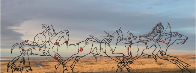 <strong> This 2003 monument commemorating the Native Americans who fell at the Battle of Little Bighorn celebrates the unity of the Sioux, Cheyenne, and Arapaho warriors even as it symbolically portrays .</strong> A) their savagery in war B) how Americans relied on an incomplete and overly simplistic understanding of the West C) the loss of their culture D) the environmental destruction of their native lands