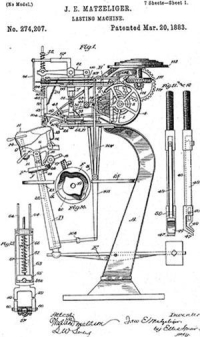     -How did Jan Matzeliger's complex lasting machine permanently change the shoe production industry? A)  Skilled shoe laborers received significant wage increases. B)  Skilled laborers instead of unskilled workers were now needed to produce shoes. C)  Skilled shoe laborers were replaced with unskilled laborers. D)  Shoe production became more expensive since the upper portions of shoes had to be attached to the soles by hand.