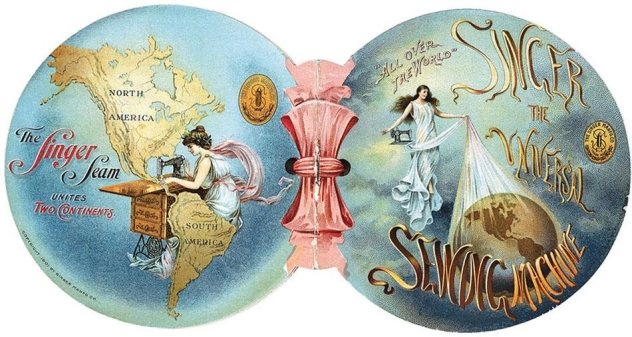   -What did this 1890s advertisement by the Singer Sewing Machine Company imply about the economy of the United States during this time period? A)  American companies like Singer were still national corporations. B)  Purchases made by American women required their husbands' approval and money. C)  The United States needed to become an imperial power to obtain raw materials from other regions. D)  American industry had been globalized.