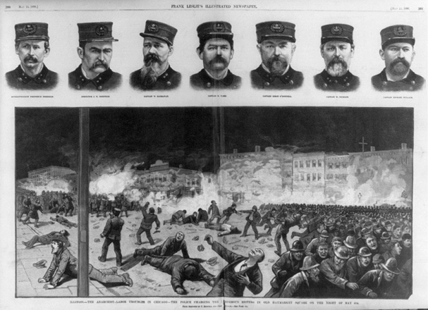   -How did this image, which was featured in publications such as Frank Leslie's Illustrated Newspaper shortly after the Chicago Haymarket Riot of May 4, 1886, affect public opinion? A)  The public in general was more sensitive and sympathetic to workers in labor unions. B)  Many in the American public were now vehemently opposed to organized labor. C)  Workers across the nation ran for political office and were elected in great numbers. D)  Socialists and radicals became popular figures in American society.