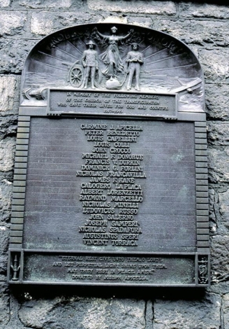  -This World War I memorial honoring 17 Italian and 3 Irish soldiers at the Church of the Transfiguration in New York City, which originally was part of  Little Ireland  on the Lower East Side, captures the process of . A)  nativism B)  ethnic enclaves C)  ethnic succession D)  assimilation