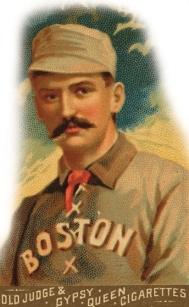 <strong> Why did cigarette companies in the 1880s decide to start issuing baseball cards featuring high-paid celebrities like Mike King Kelly to endorse their products?</strong> A) Kelly's scandalous off-field behavior including his alcoholism made him a public favorite. B) Kelly's athleticism and refined bearing made him the ideal man to legitimize tobacco use. C) Kelly thought this type of advertisement would launch his baseball career. D) Kelly's portrayal on baseball cards would offset ministers' anger for playing on Sundays.