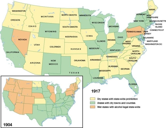   -What factor contributed most to a shift from  wet  to  dry  states in the American West between 1904 and 1917? A)  growing problems with alcohol abuse by American Indians B)  women's acquisition of suffrage in the West before passage of the Nineteenth Amendment C)  the rise in violent crime and prostitution in Western cities due to alcohol D)  the increase in domestic violence resulting from the use of alcohol