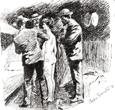   -How did Frederic Remington's illustration that was published in the New York Journal Generate American sympathy for the Cuban rebellion against Spain? A)  The Cuban woman appears to be a victim of starvation as a result of Spain's reconcentration policies. B)  The Cubans are shown as concerned doctors who are treating patients for malaria and yellow fever. C)  Spain is portrayed as a wanton temptress to her colonists in Cuba. D)  Cuba appears as a virtuous and victimized white woman who stands defiantly to her Spanish searchers.